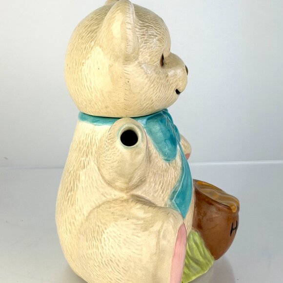Teddy Bear Honey Pot Teapot with Removable Head Lid Vintage 1980s - Picture 3 of 11